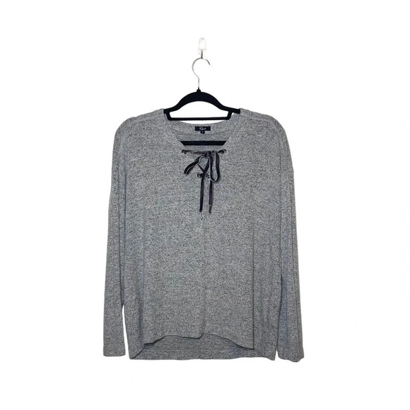 Rails Leigh Heather Gray Lace-up Front Pullover Knit Sweater Small Women’s - Picture 2 of 12